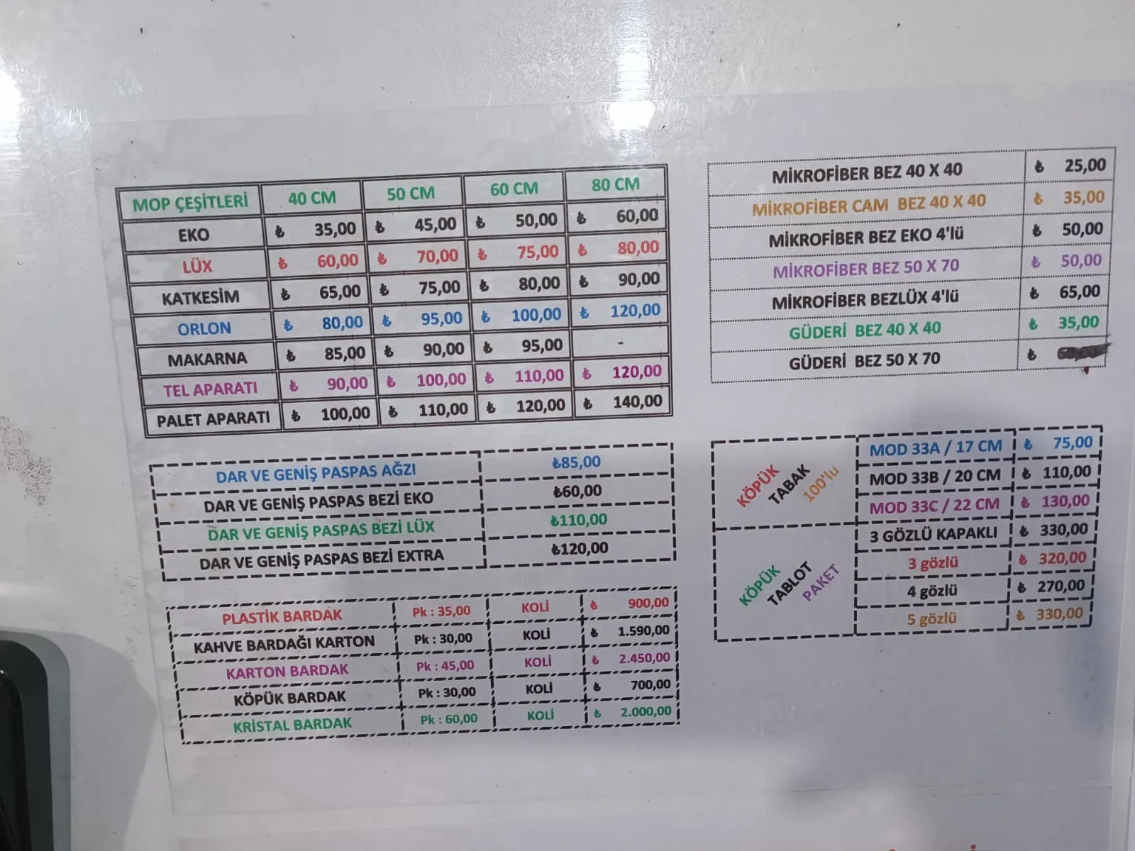 Mop Bez Bardak Fiyatları
