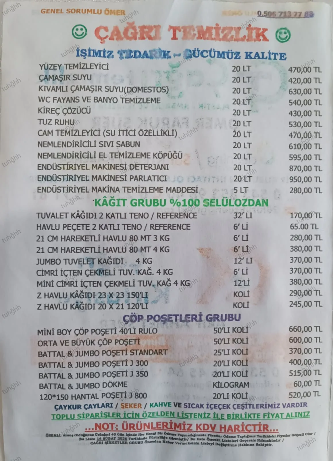 Temizlik & Kağıt ve Çöp Grubu